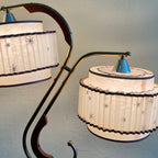 Midcentury Atomic 1950s Lamps with Starburst Pattern Shades Mr. Mansfield Vintage