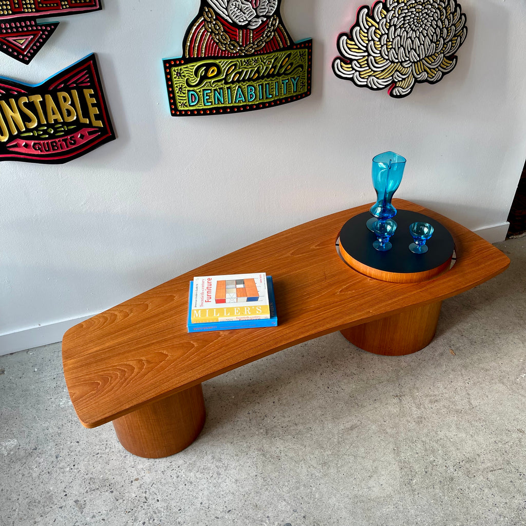 Mid-Century RS Associates Teak Martini Coffee Table. Measurements: L59.5", D23.5",  H17"
