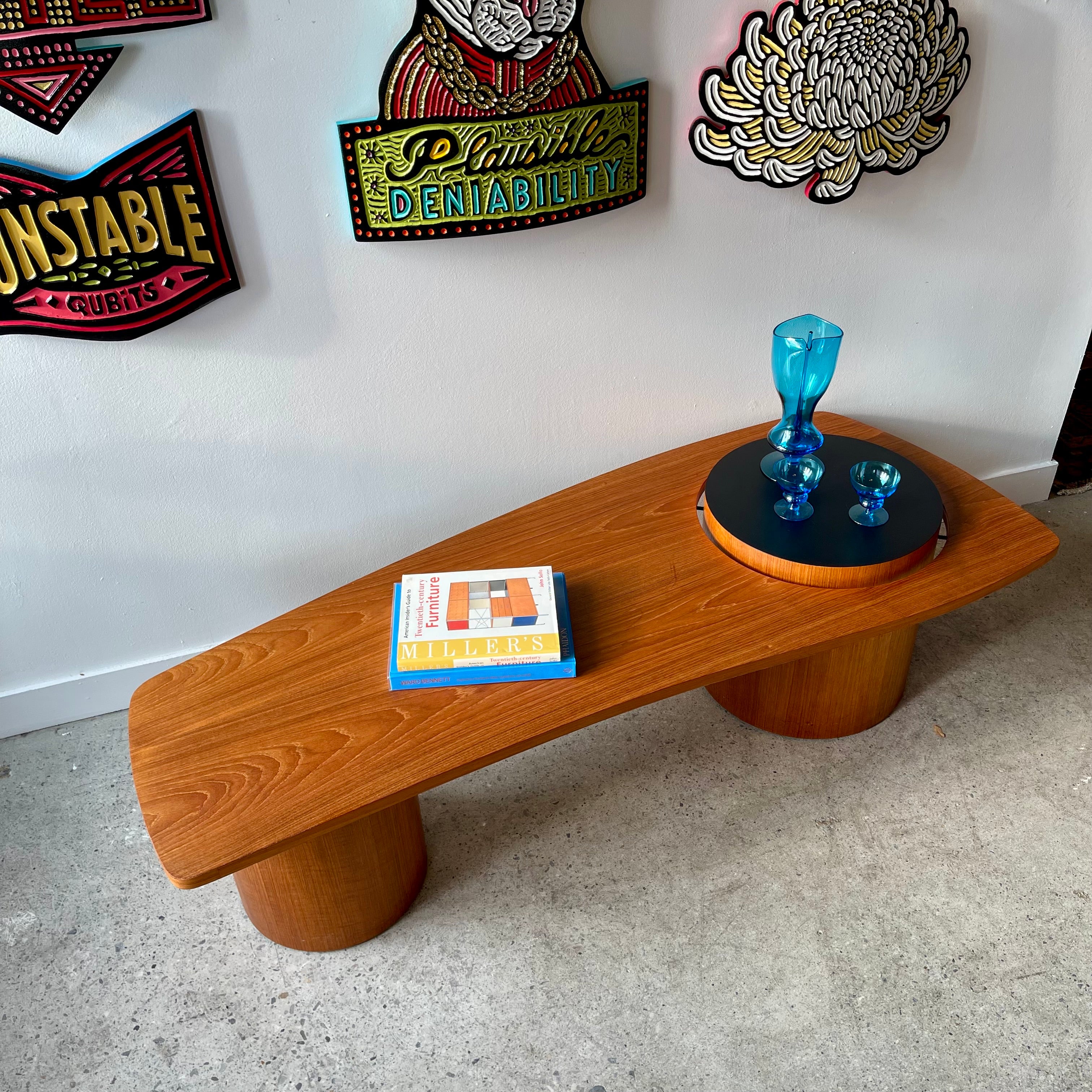 Mid-Century RS Associates Teak Martini Coffee Table. Measurements: L59.5", D23.5",  H17"