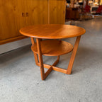 Mid-century style teak side table with round top