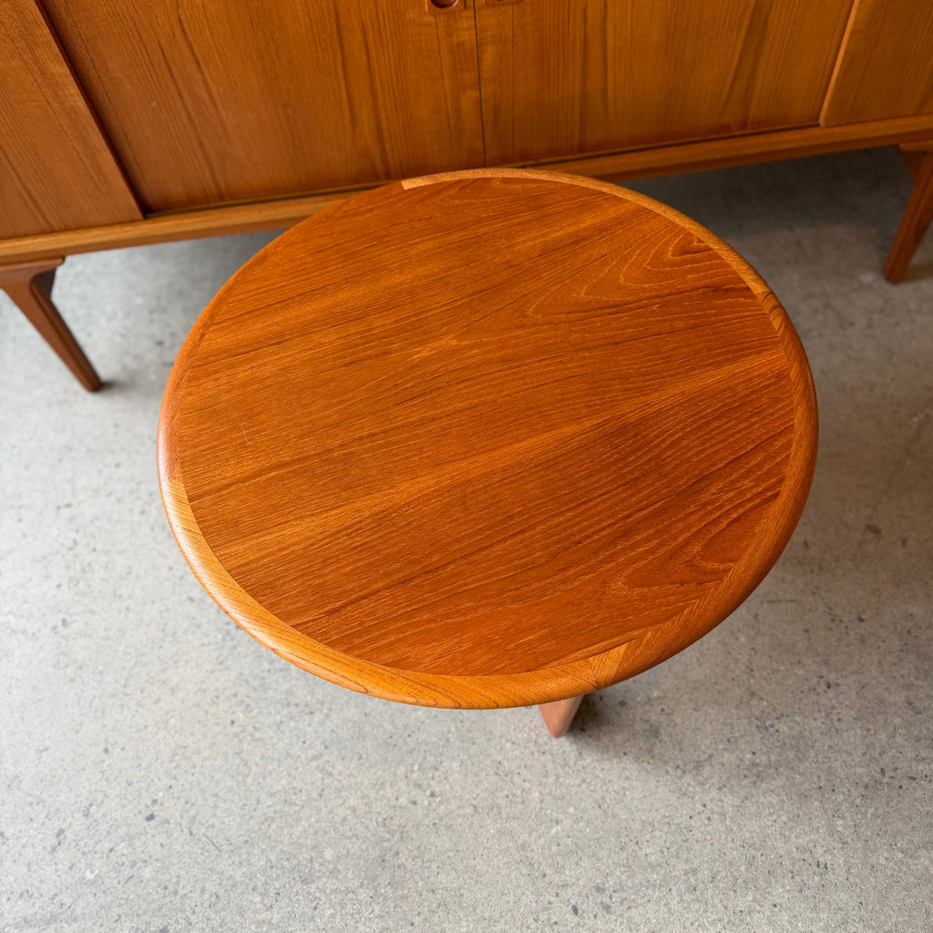 Top view of vintage two-tier teak side table