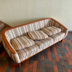 Huber Barrel Back Teak Sofa and Lounge Chair
