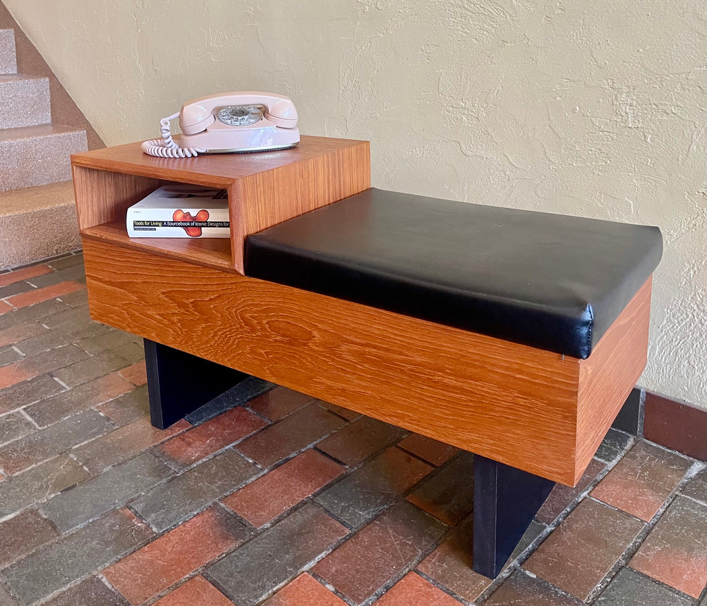 Teak Phone/Entranceway Bench Made in Canada