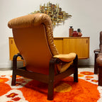 Cozy Carmel Leather Recliner + Ottoman Mr. Mansfield Vintage