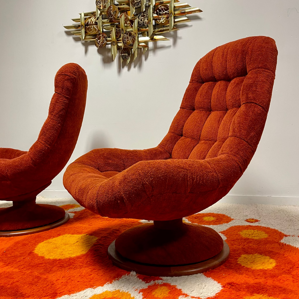 Mid-century R. Huber swivel chairs with original upholstery