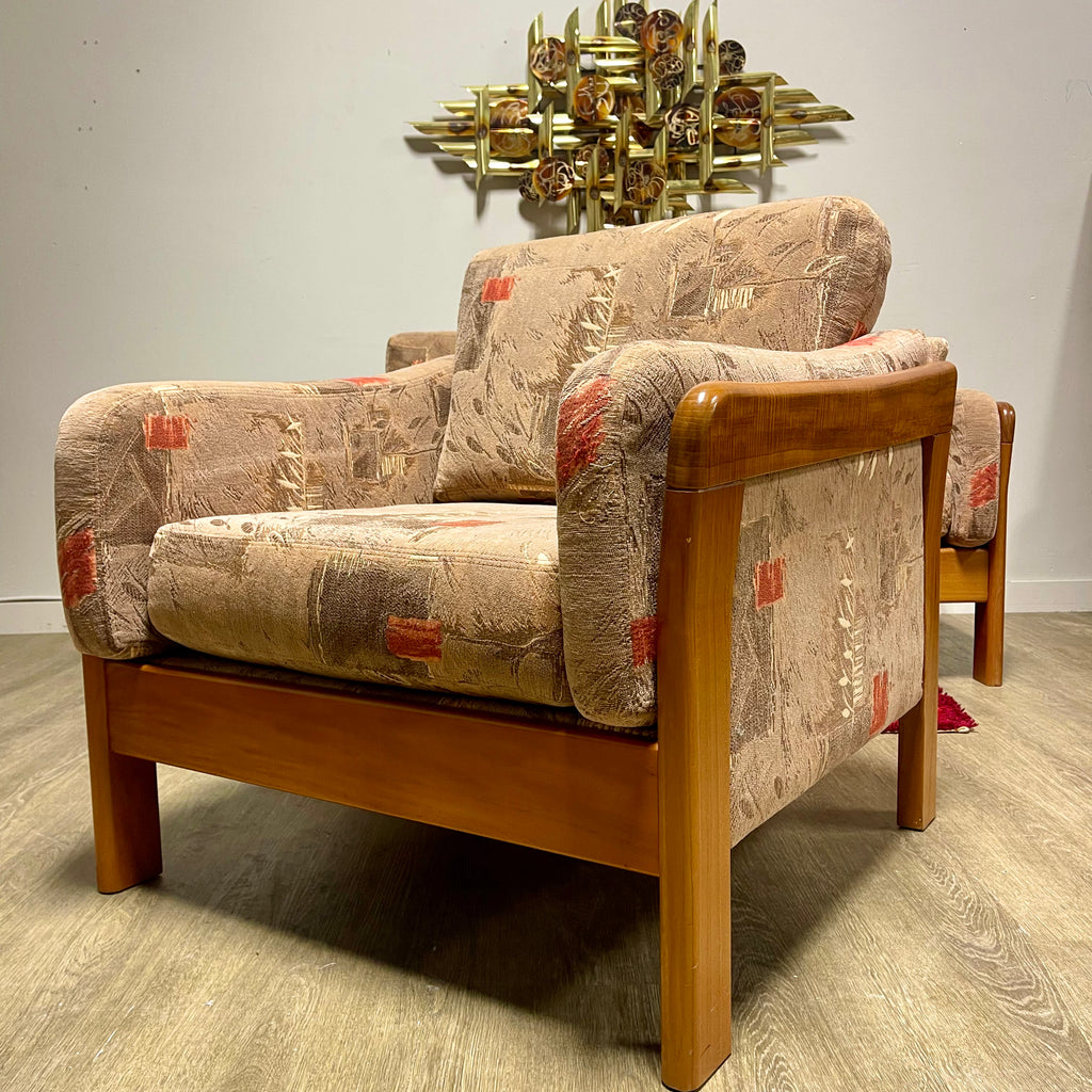 Solid Teak Framed Loveseat + Chair