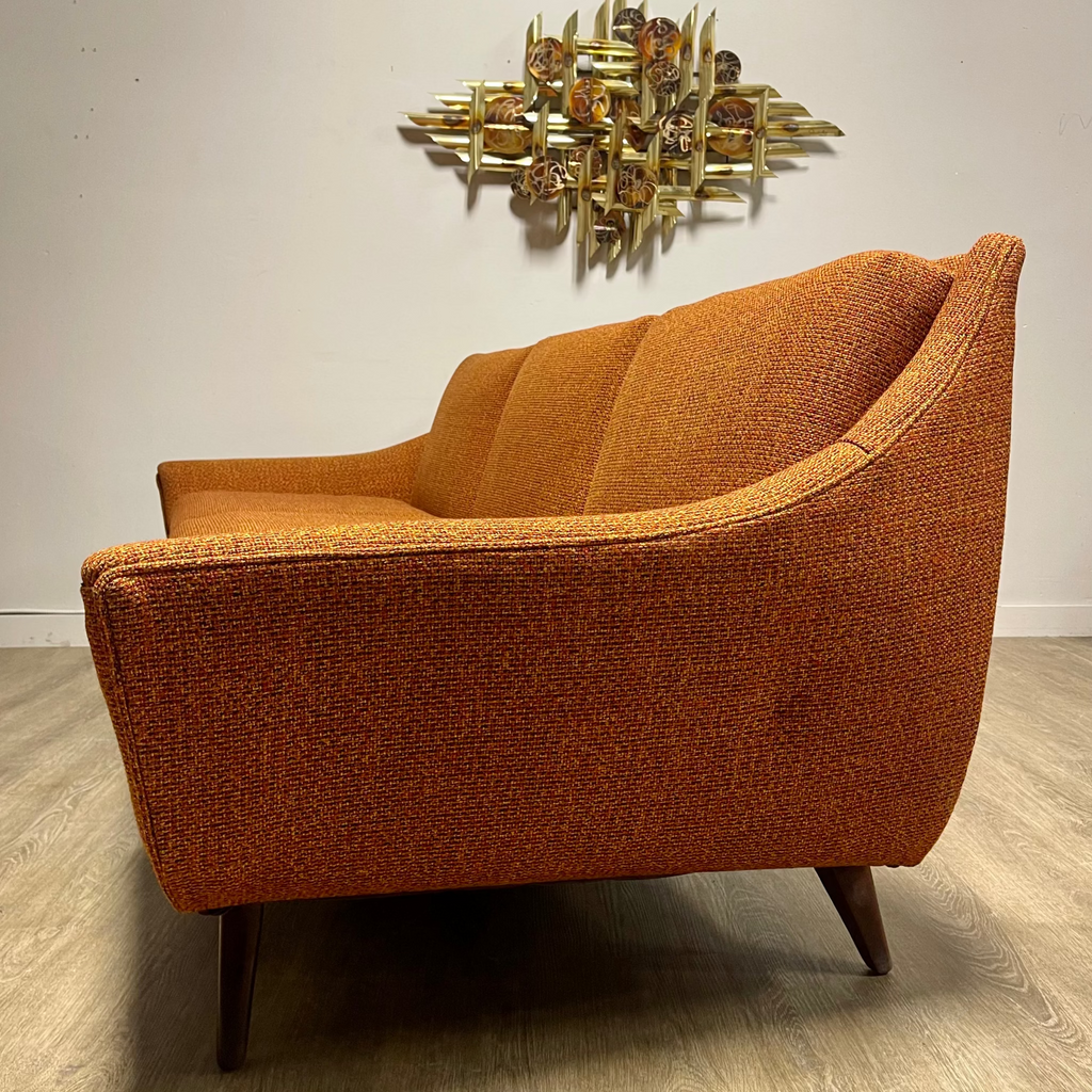 Small fabric indent on lower side of vintage House of Braemore sofa