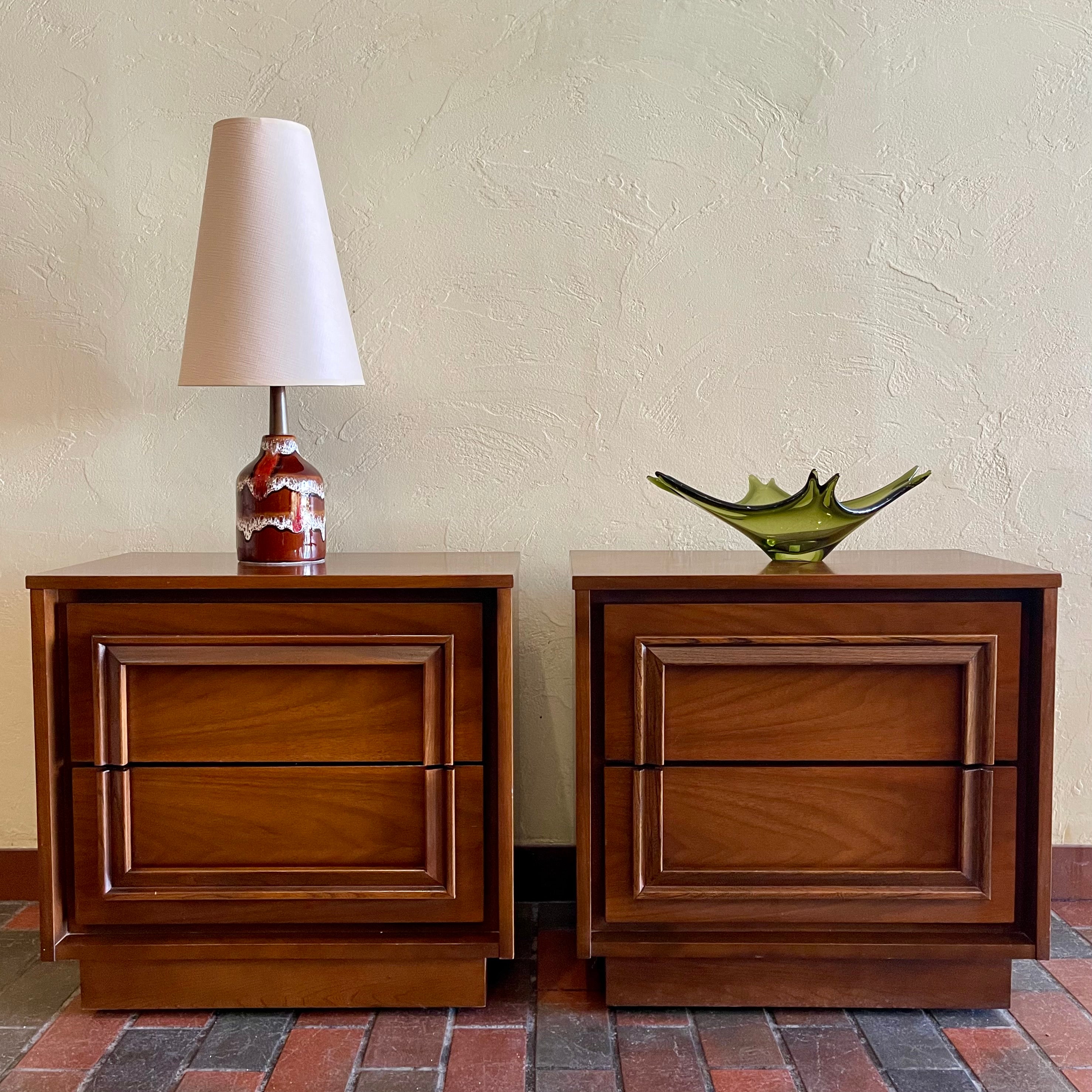 Two Vintage VICART Walnut Bedside Tables