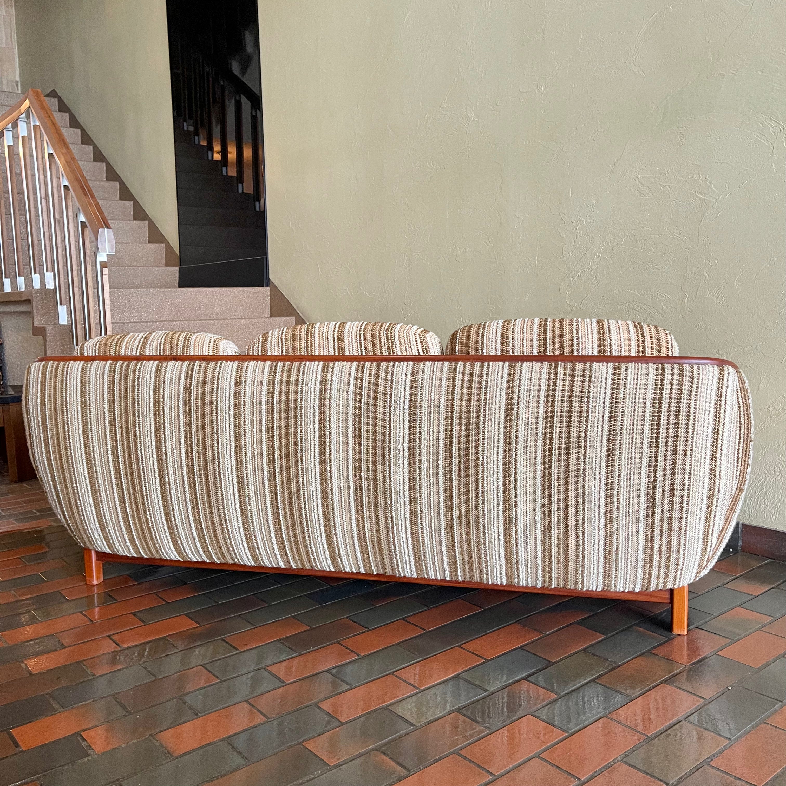 Huber Barrel Back Teak Sofa and Lounge Chair