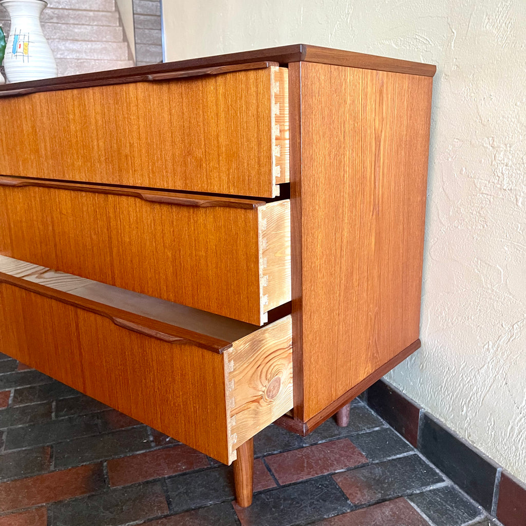 Danish 6 Drawer Teak Dresser +  Afromosia Teak Handles