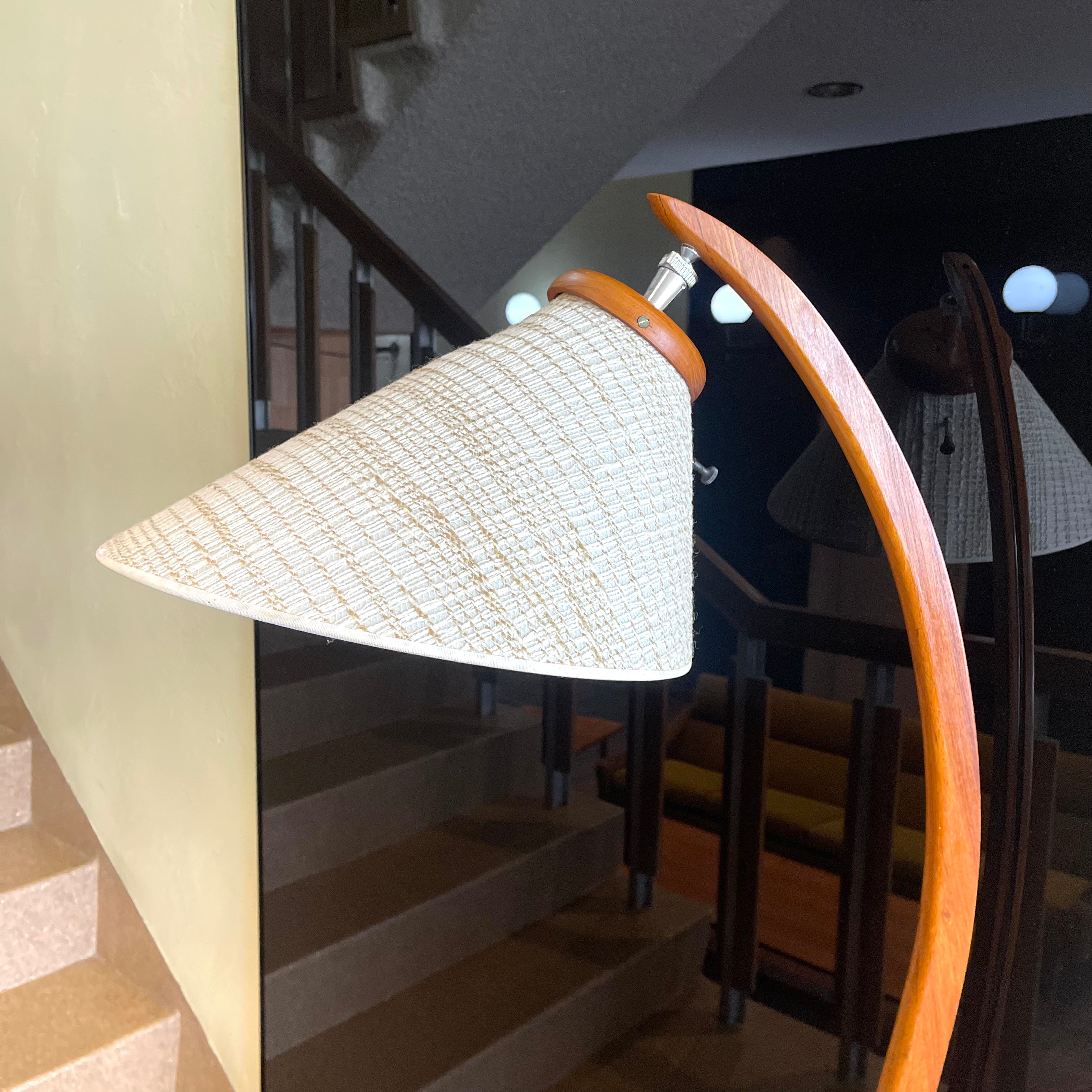 Solid Teak Arc Floor Lamp
