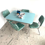 Load image into Gallery viewer, 1950s Flower Pattern Turquoise Table + Chair Set - Mr. Mansfield Vintage