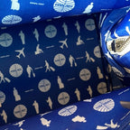 Interior of vintage PAN AM travel bag showing carry-on storage compartment