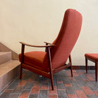 Vintage Afrormosia Teak Reclining Chair + Ottoman Mr. Mansfield Vintage