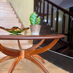 British mid-century G-Plan coffee table with glass top and teak frame