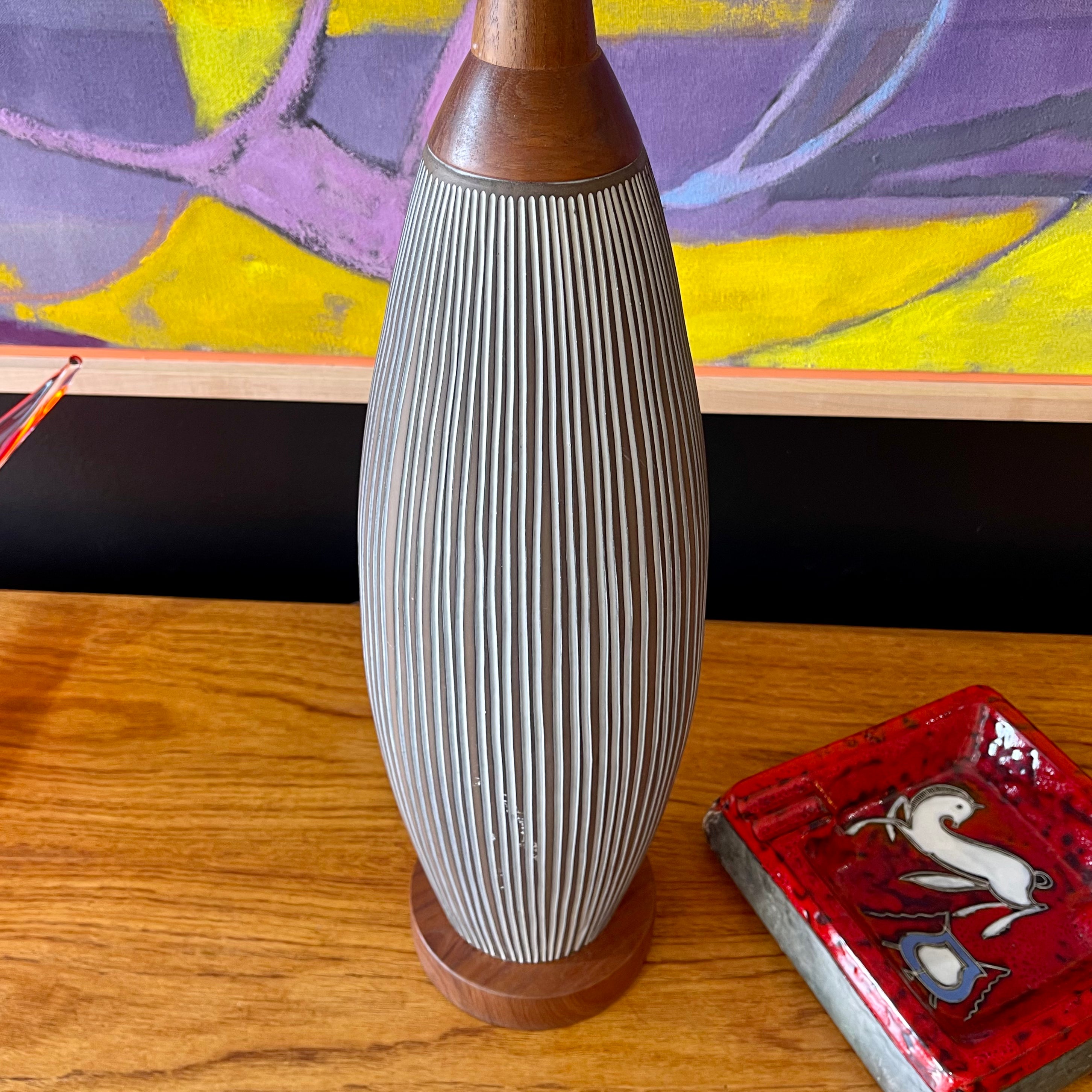 Upsala Ekeby Mid-Century Modern Pottery Table Lamp + Original Shade - Mr. Mansfield Vintage