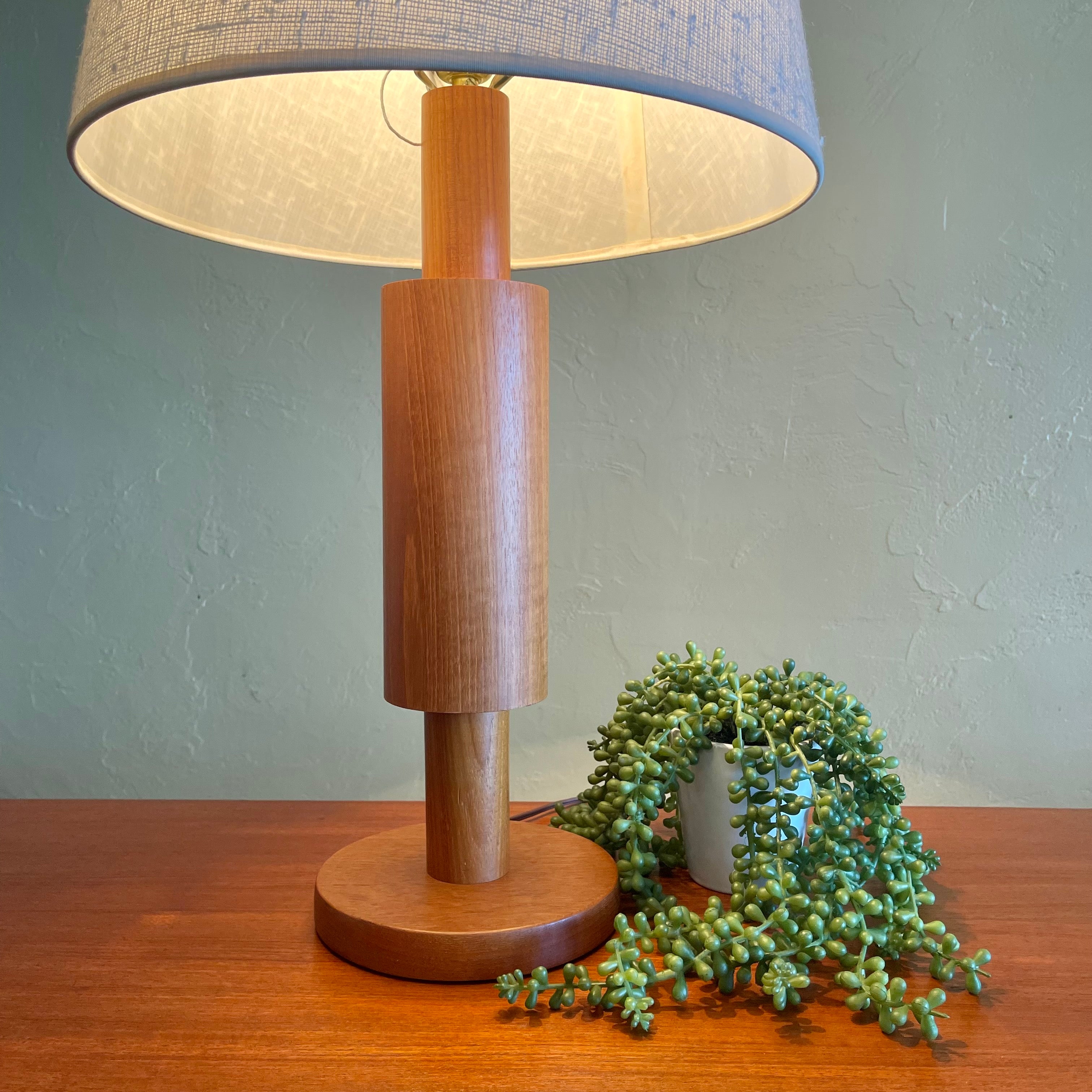Solid Vintage Teak Table Lamp