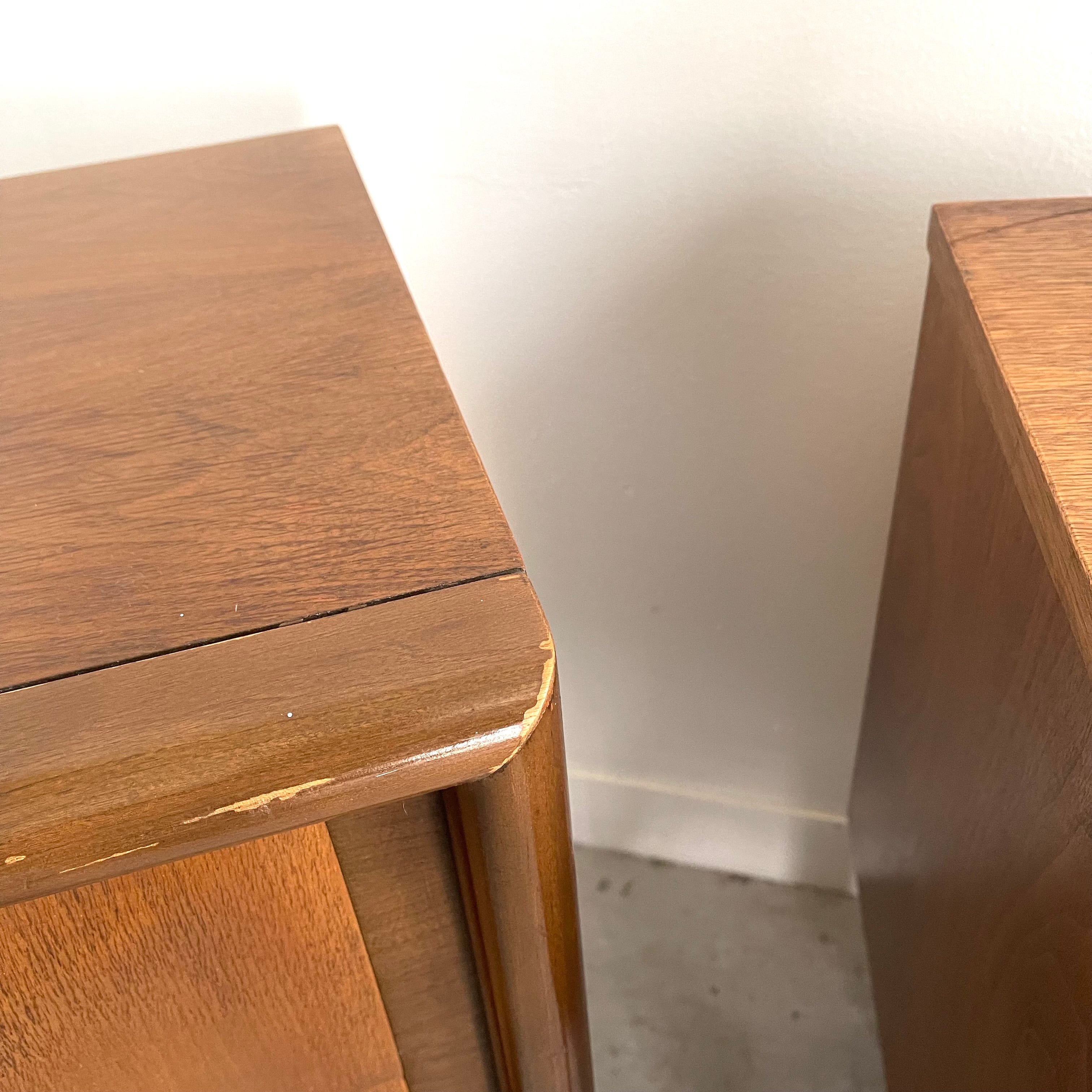 Vintage Diamond Front Satin Walnut Bedside Tables - Mr. Mansfield Vintage