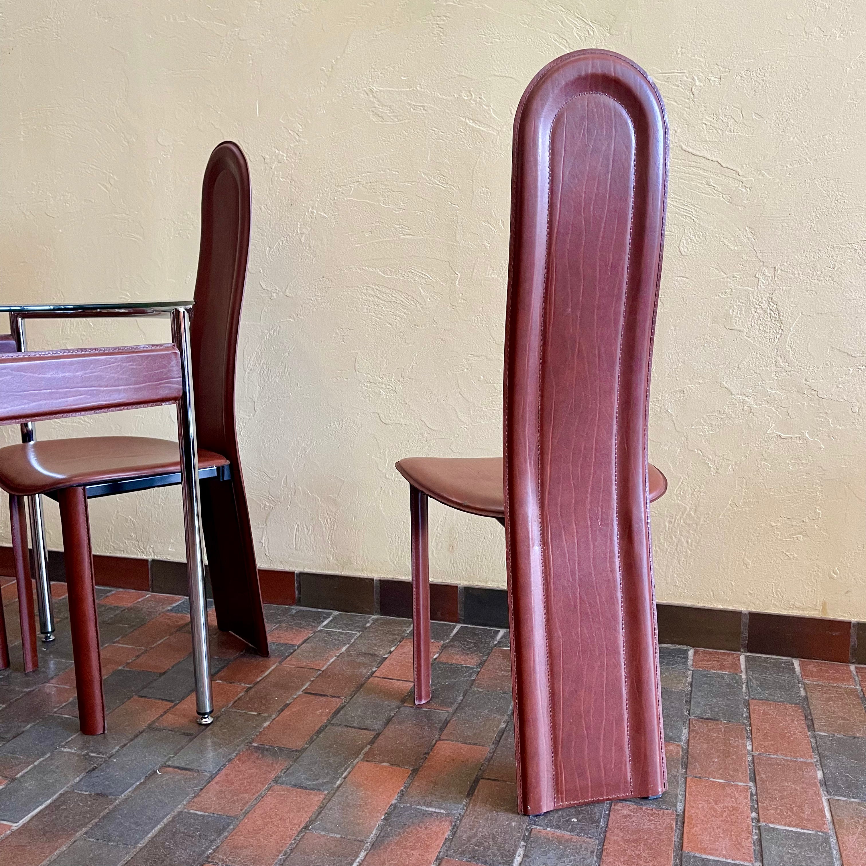 Italian Leather Chairs + Chrome + Leather Table - Mr. Mansfield Vintage