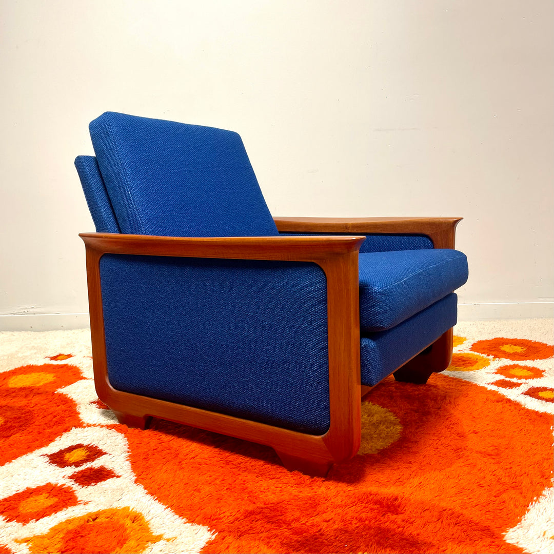 R. Huber Lounge Chair + Original Royal Blue Upholstery + New Foam