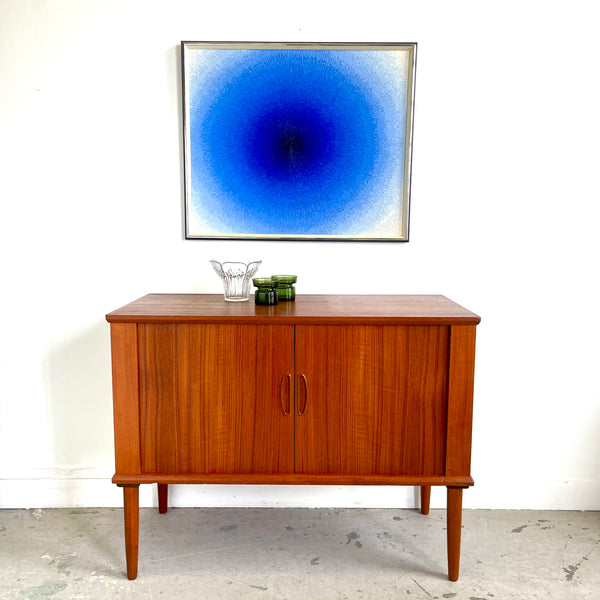 Danish Teak Tambour Door Bar/Record Cabinet