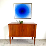 Danish Teak Tambour Door Bar/Record Cabinet