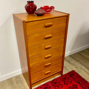 Teak 6 Drawer Tallboy Dresser - Mr. Mansfield Vintage
