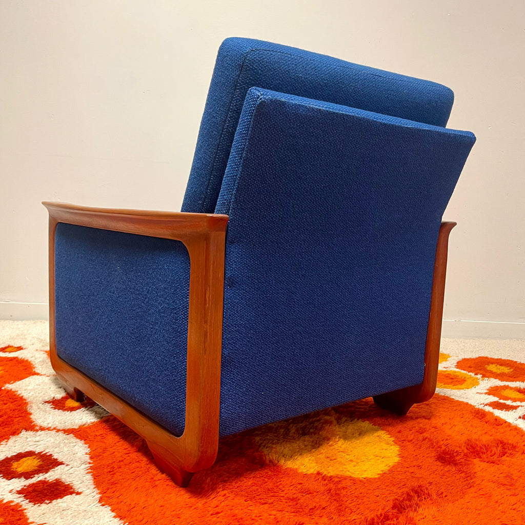R. Huber Lounge Chair + Original Royal Blue Upholstery + New Foam