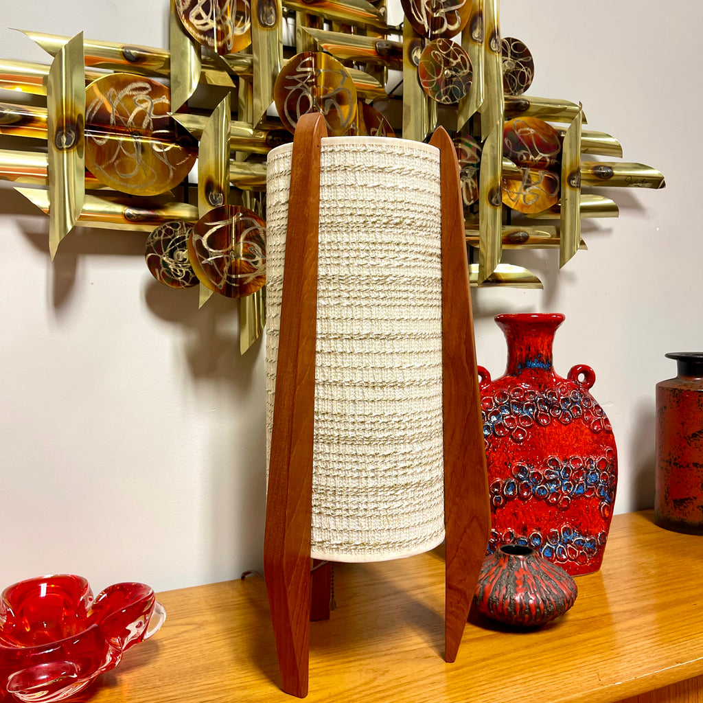 Midcentury Teak Rocket Table Lamp Mr. Mansfield Vintage