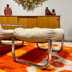 Overman Tubular Chrome  Canvas Chair + Ottoman Mr. Mansfield Vintage