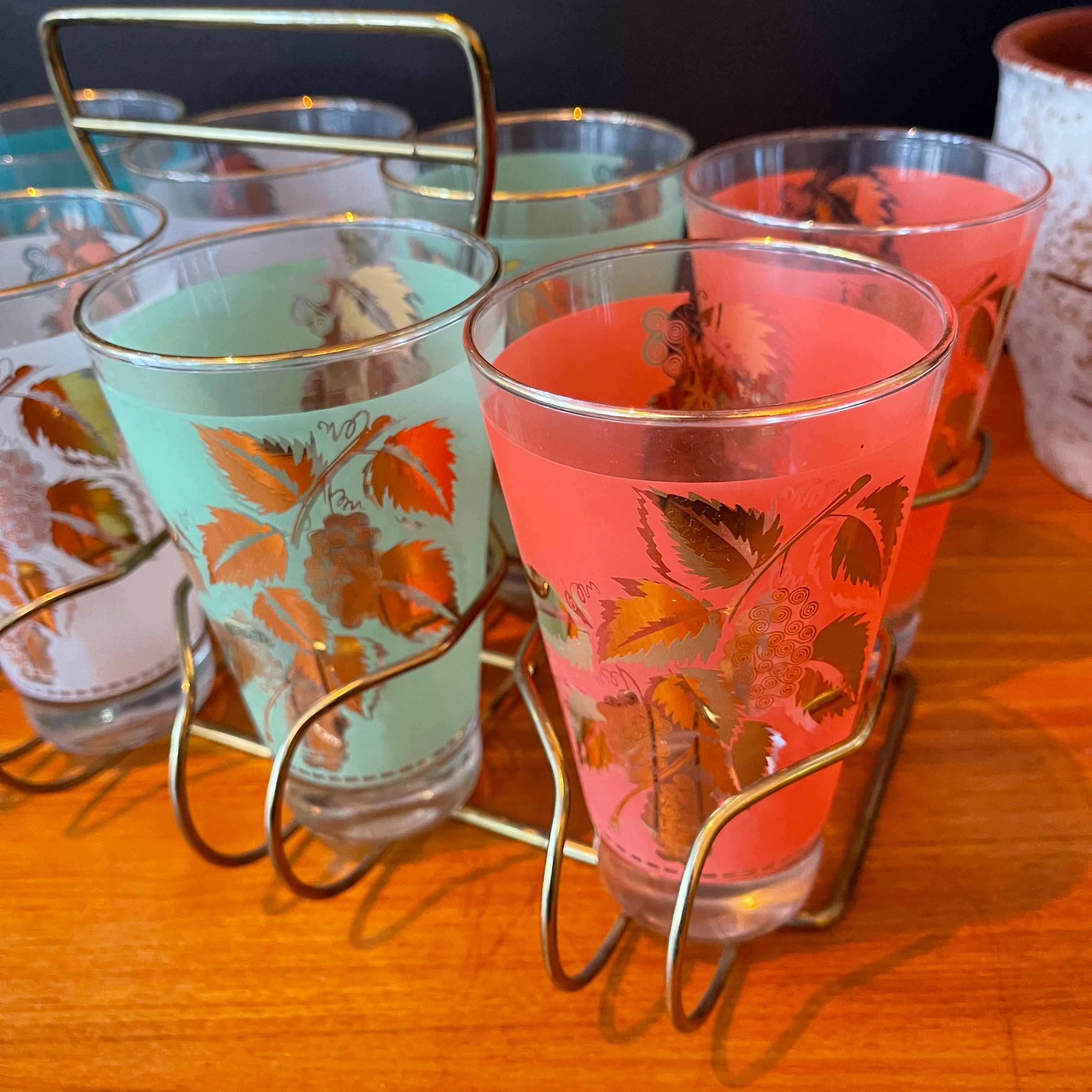 Vintage Cocktail Glasses + Caddy - Mr. Mansfield Vintage