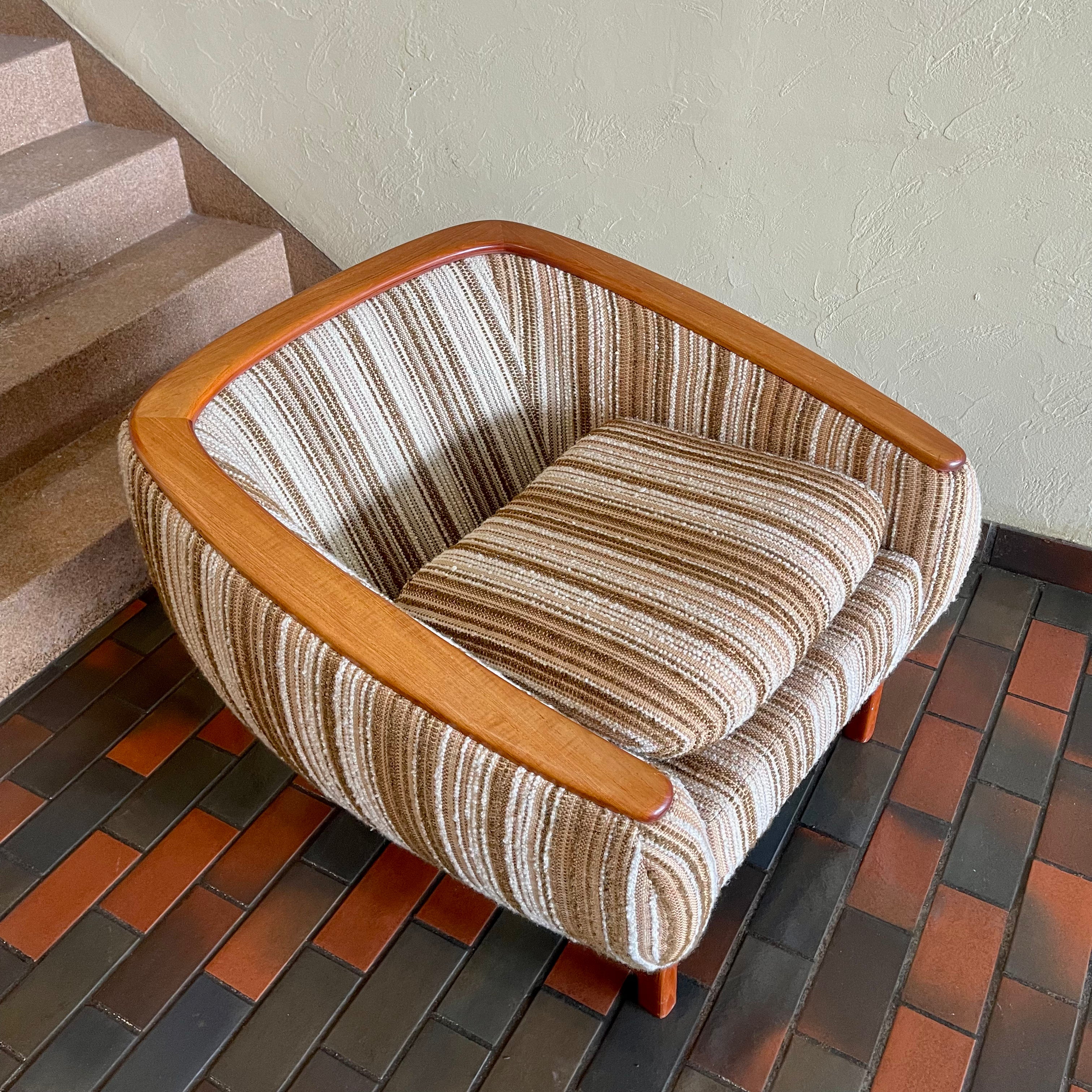 Huber Barrel Back Teak Sofa and Lounge Chair