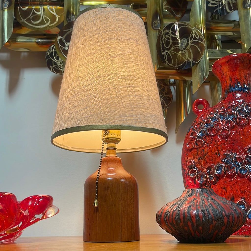 Small Midcentury Modern Solid Teak Lamp Mr. Mansfield Vintage