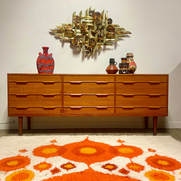 Danish 9 Drawer Teak Dresser Mr. Mansfield Vintage