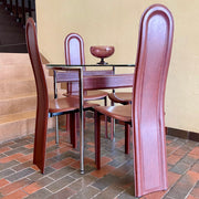 Italian Leather Chairs + Chrome + Leather Table - Mr. Mansfield Vintage