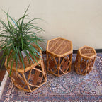 Three Vintage Wicker Nesting Tables