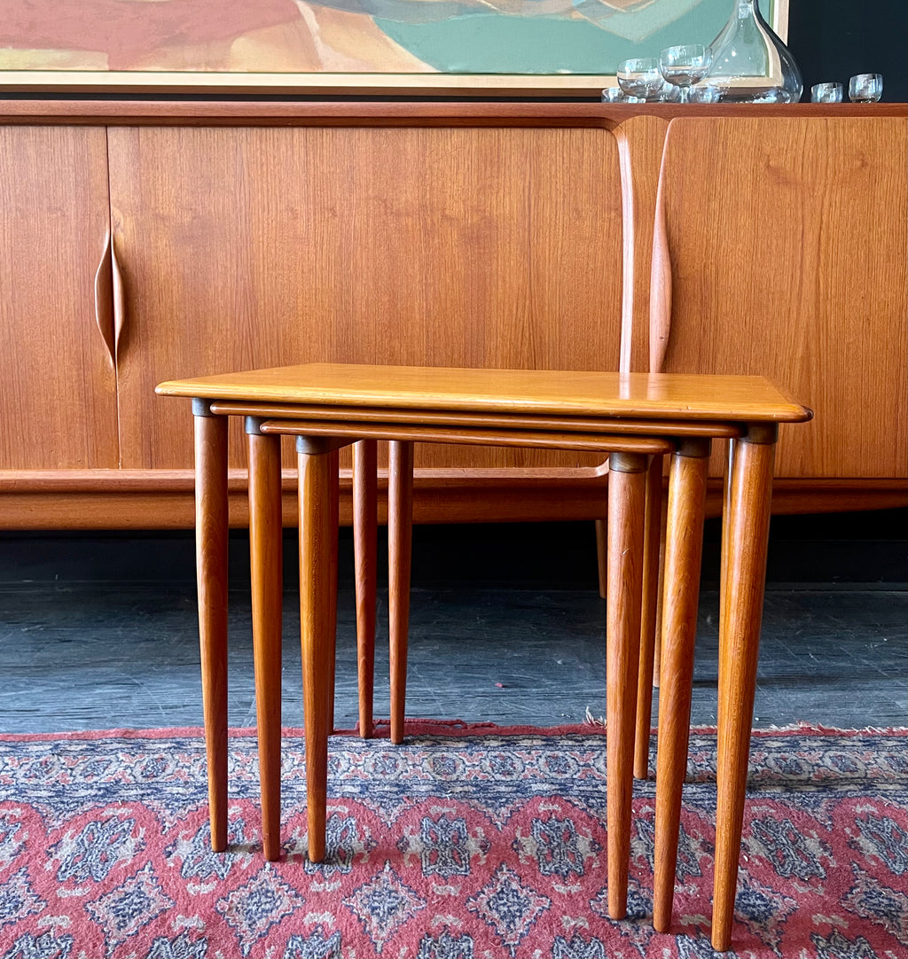 Midcentury Teak Nesting Tables Made in Denmark - Mr. Mansfield Vintage