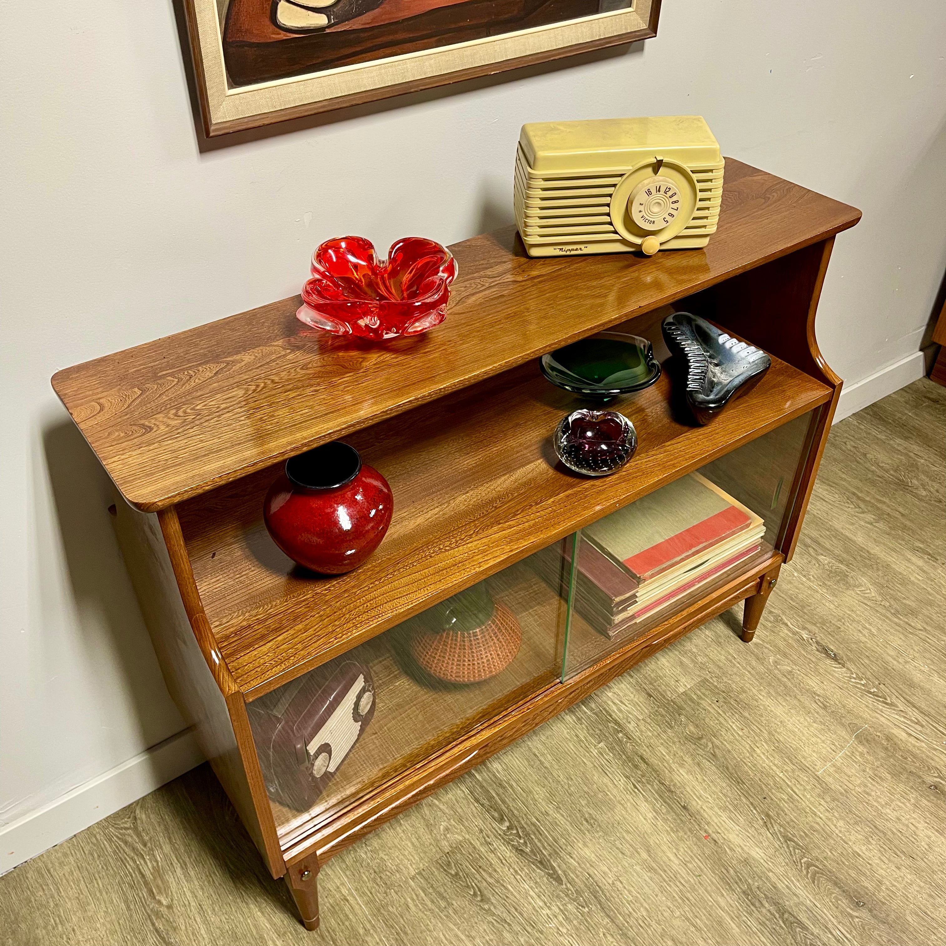 Vintage Fruitwood Display Cabinet - Mr. Mansfield Vintage