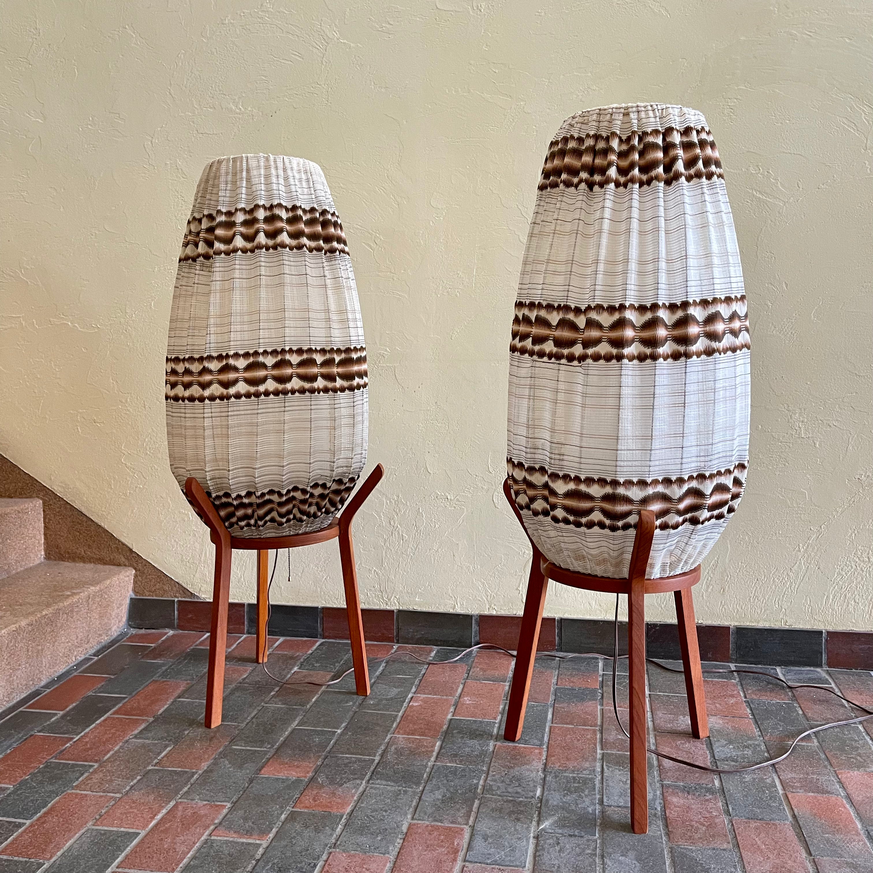 1960s Danish Teak Tripod Pod Floor Lamps