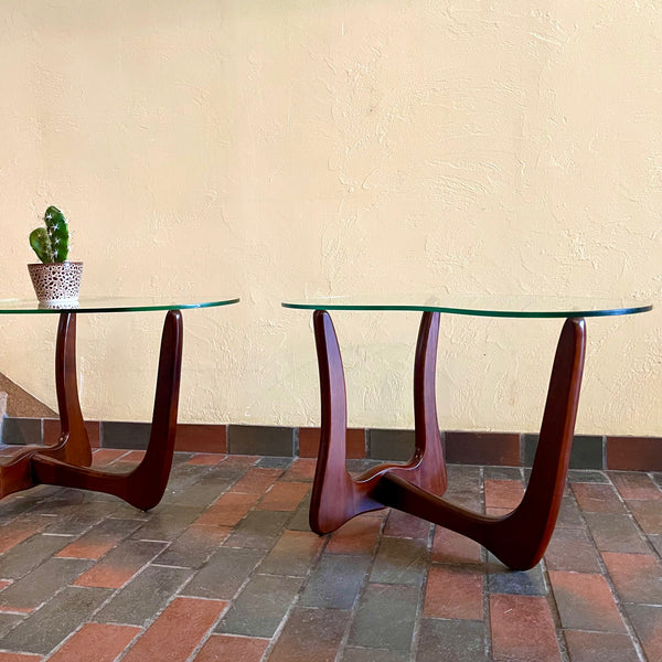 2  Kroehler Kidney Shape  Walnut Side Tables - Mr. Mansfield Vintage