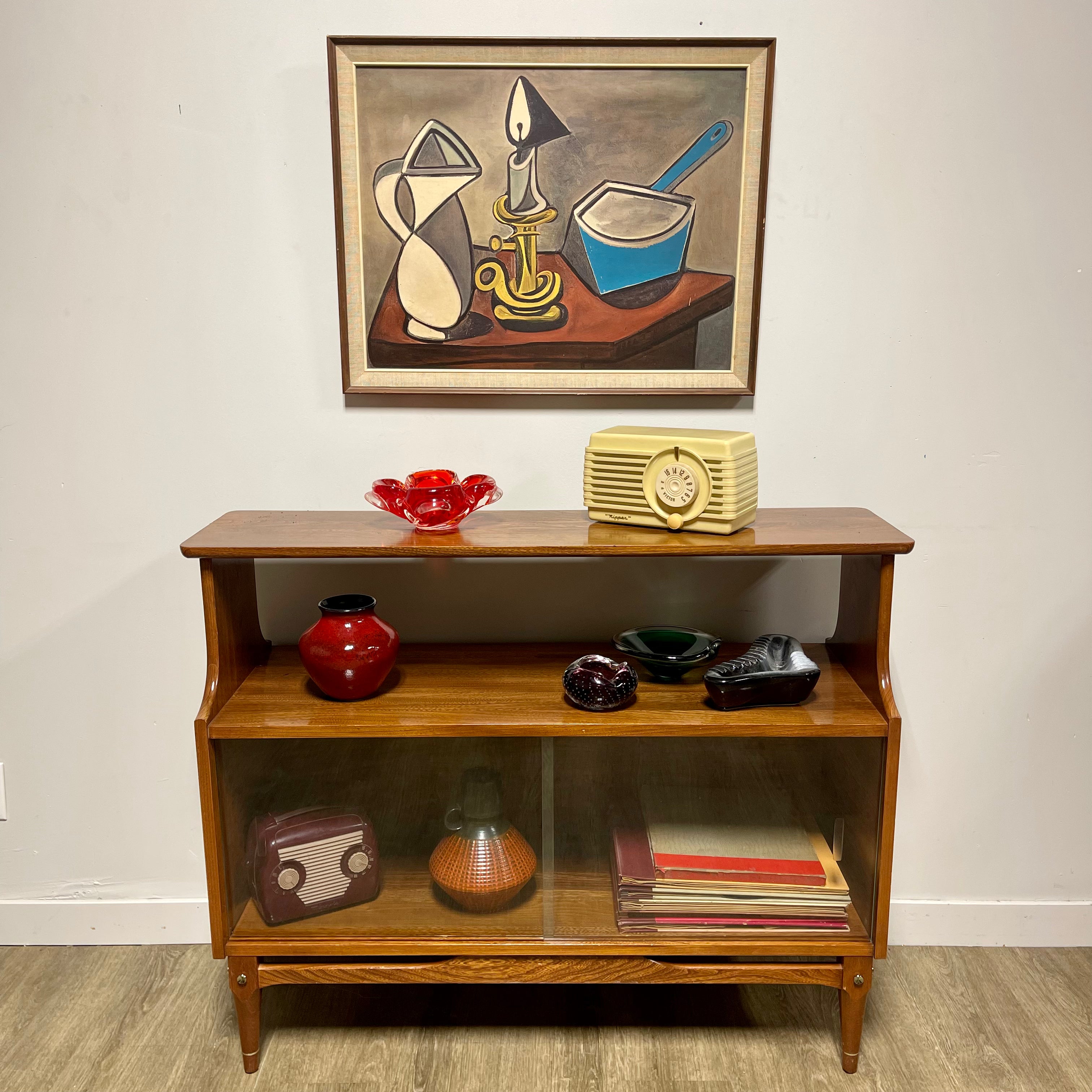 Vintage Fruitwood Display Cabinet - Mr. Mansfield Vintage