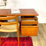Load image into Gallery viewer, Midcentury Teak Desk with Open Bookcase Back