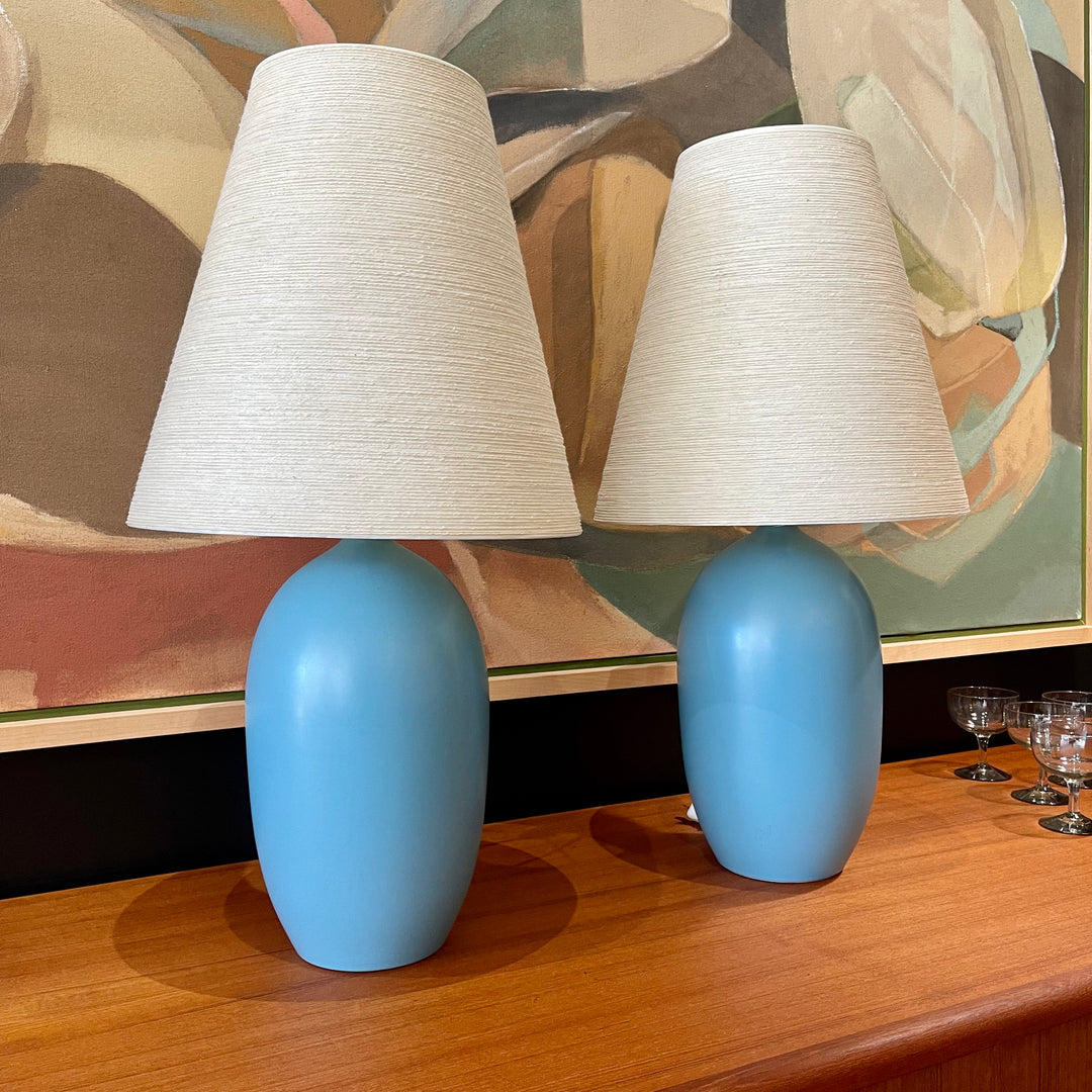 Vintage Robin Egg Blue LOTTE Lamps by Lotte & Gunnar Bostlund