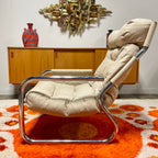 Overman Tubular Chrome  Canvas Chair + Ottoman Mr. Mansfield Vintage