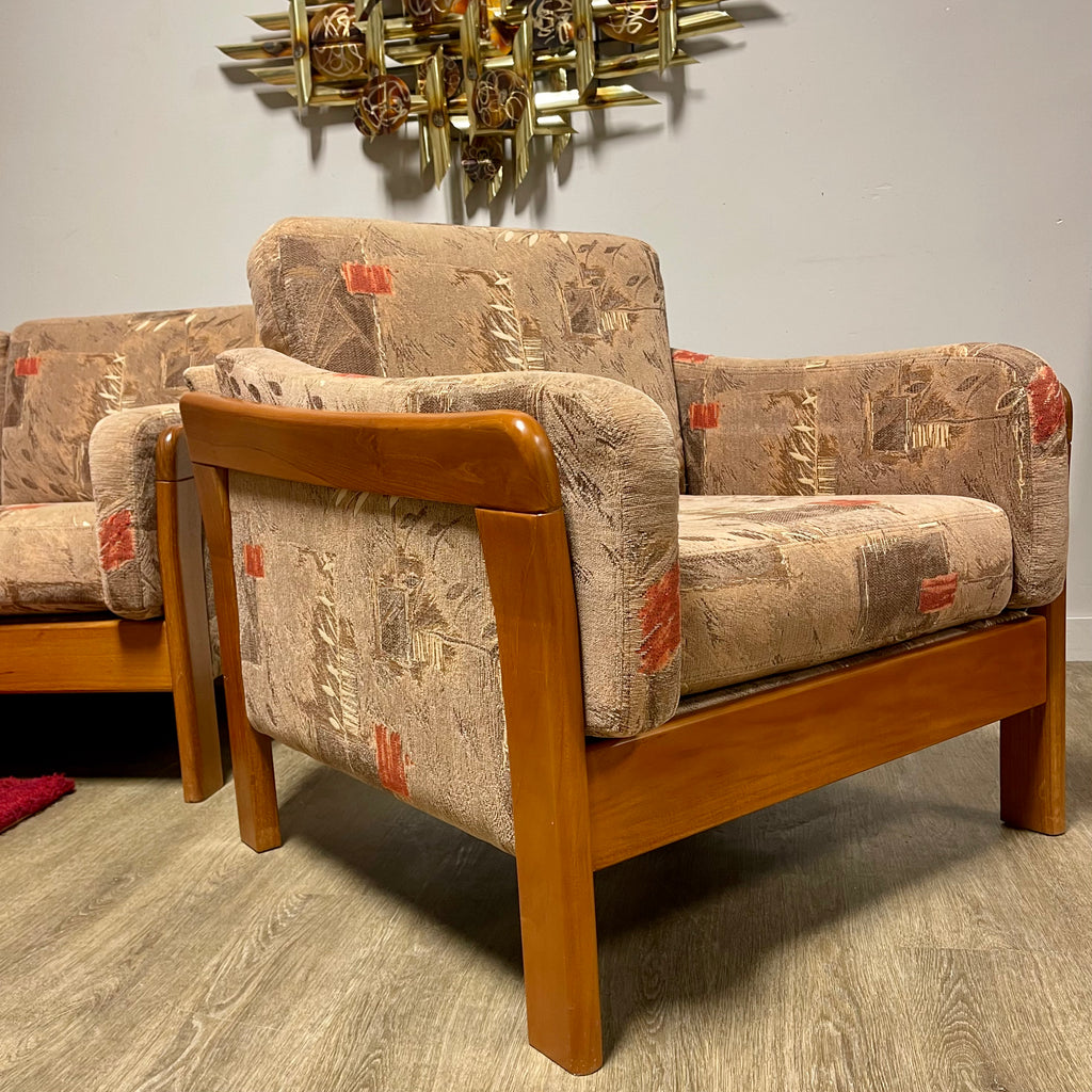 Solid Teak Framed Loveseat + Chair