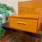 Teak Queen Size Bed with Floating Nightstands - Mr. Mansfield Vintage