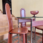 Italian Leather Chairs + Chrome + Leather Table - Mr. Mansfield Vintage