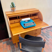 Teak Secretary Roll Top Desk - Mr. Mansfield Vintage