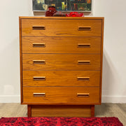 Teak 5 Drawer Tallboy Dresser - Mr. Mansfield Vintage