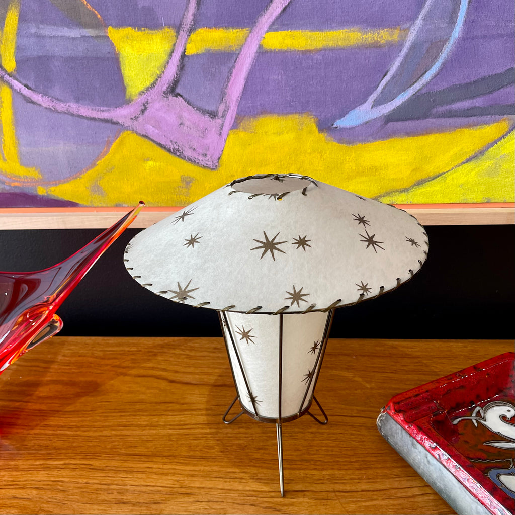 1950s Atomic  Starburst Pattern Fiberglass Table Lamp